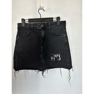 Pool Jeans Black Denim Embroidered Skirt